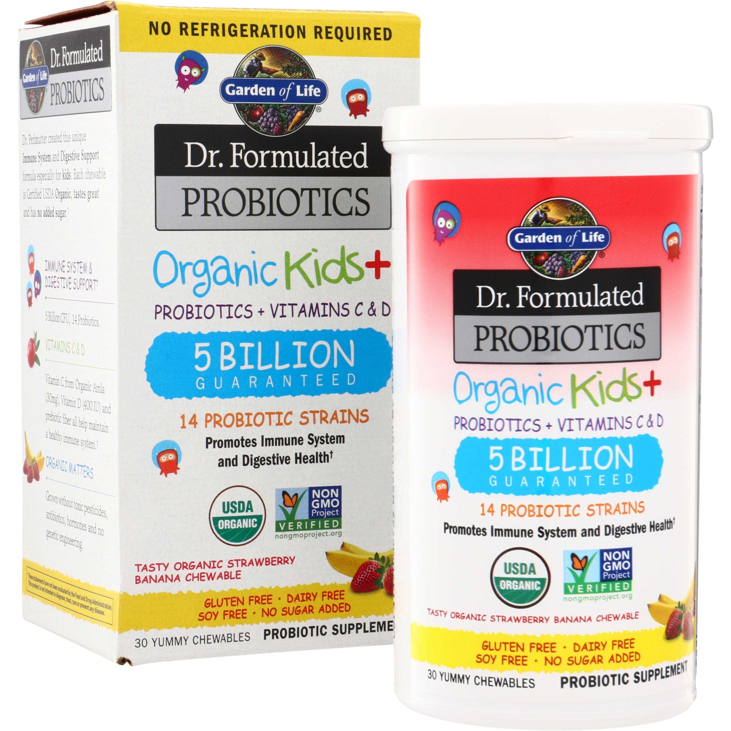 GLF246 | Garden of Life Dr. Formulated Probiotics Organic Kids+ chewables, 5 Billion Guaranteed, 30 count