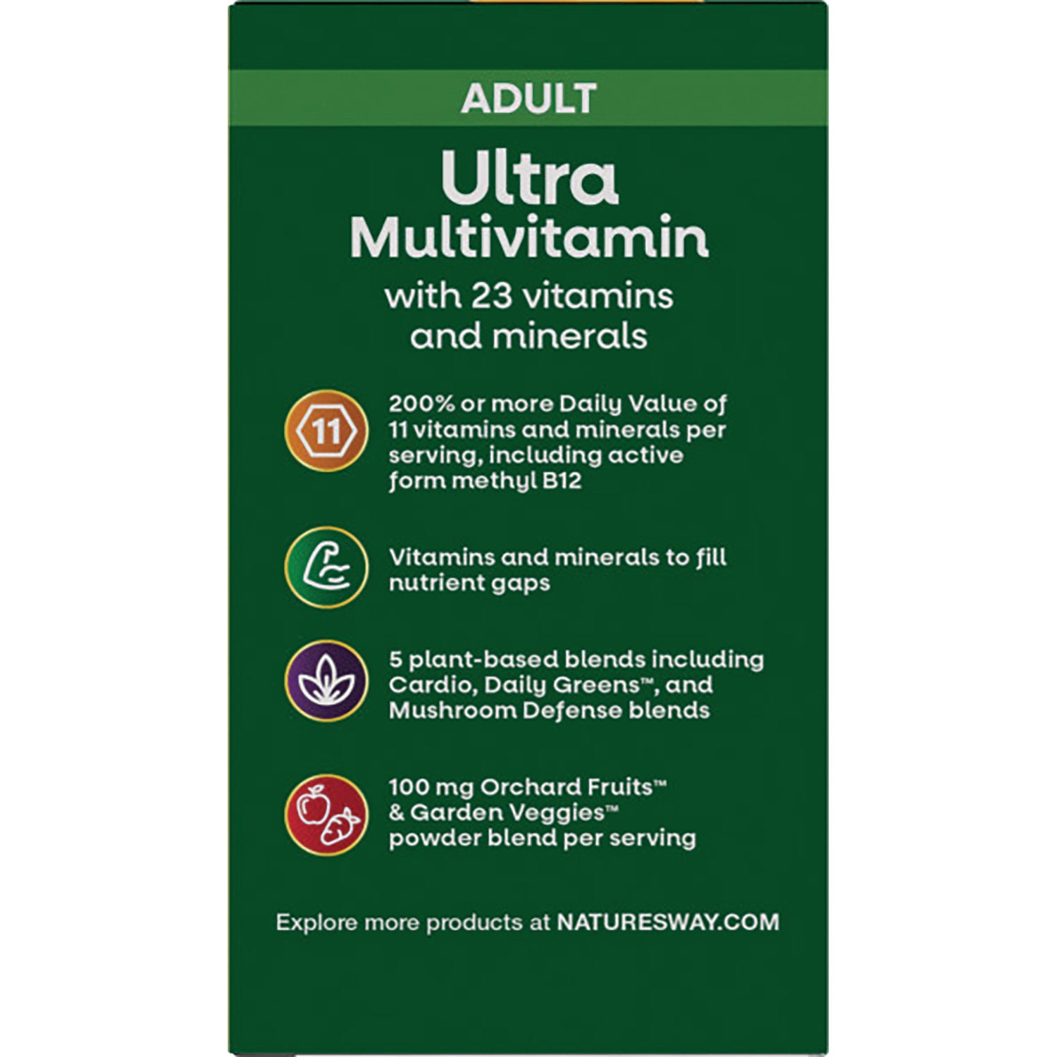 NW712 | back panel with supplement facts, ingredient list, warnings, and manufacturer contact details