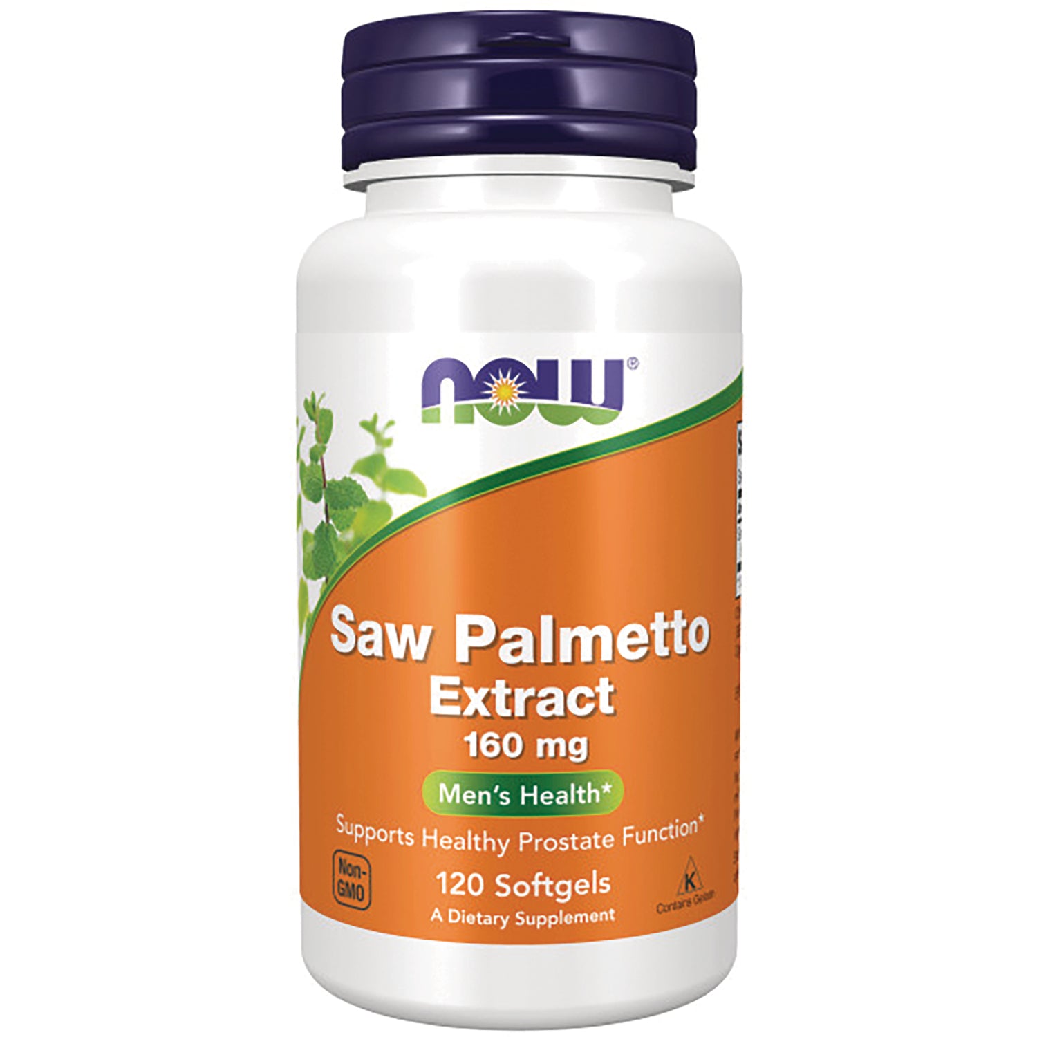 NWF1061 | NOW Saw Palmetto Extract 160 mg 120 softgels white bottle front label