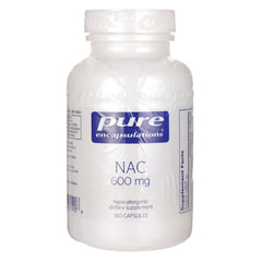 PRN093 | Pure Encapsulations NAC 600 mg white supplement bottle labeled 180 CAPSULES