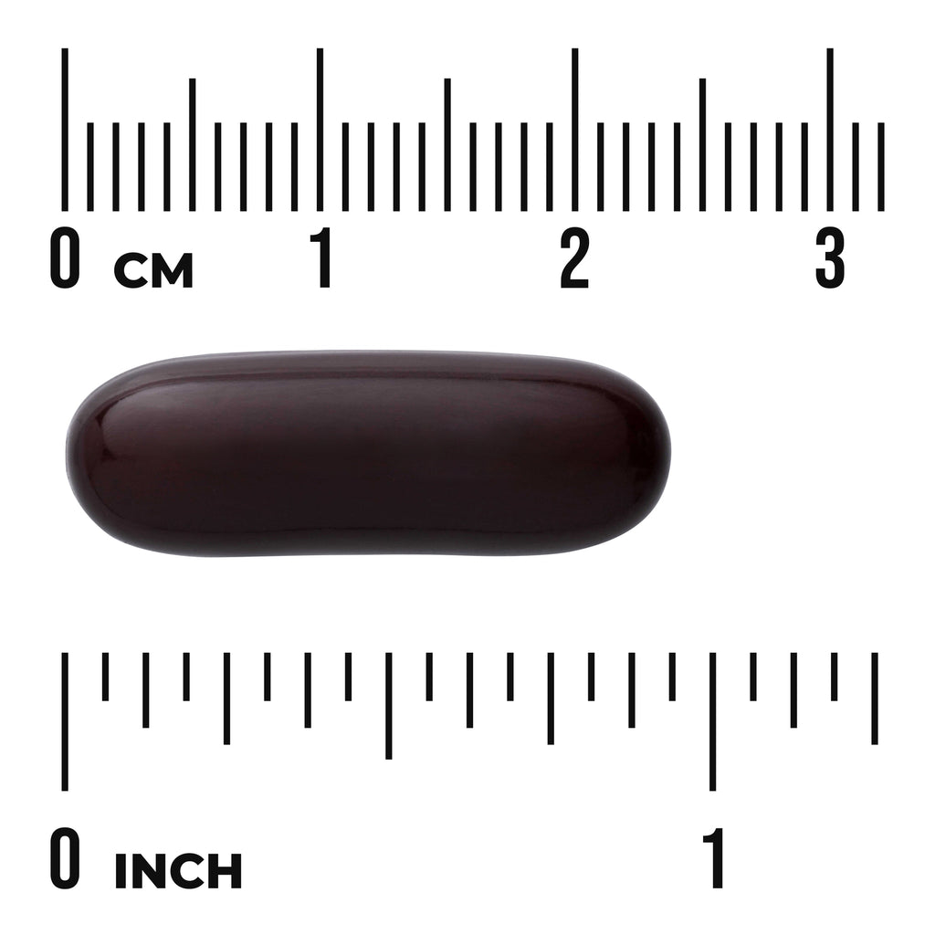 SWU1023 | Dark softgel shown with size scale in centimeters and inches - Thumbnail