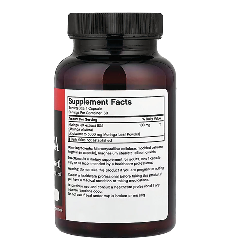 FB077 | back label showing Supplement Facts panel and usage warnings on brown supplement bottle - Thumbnail