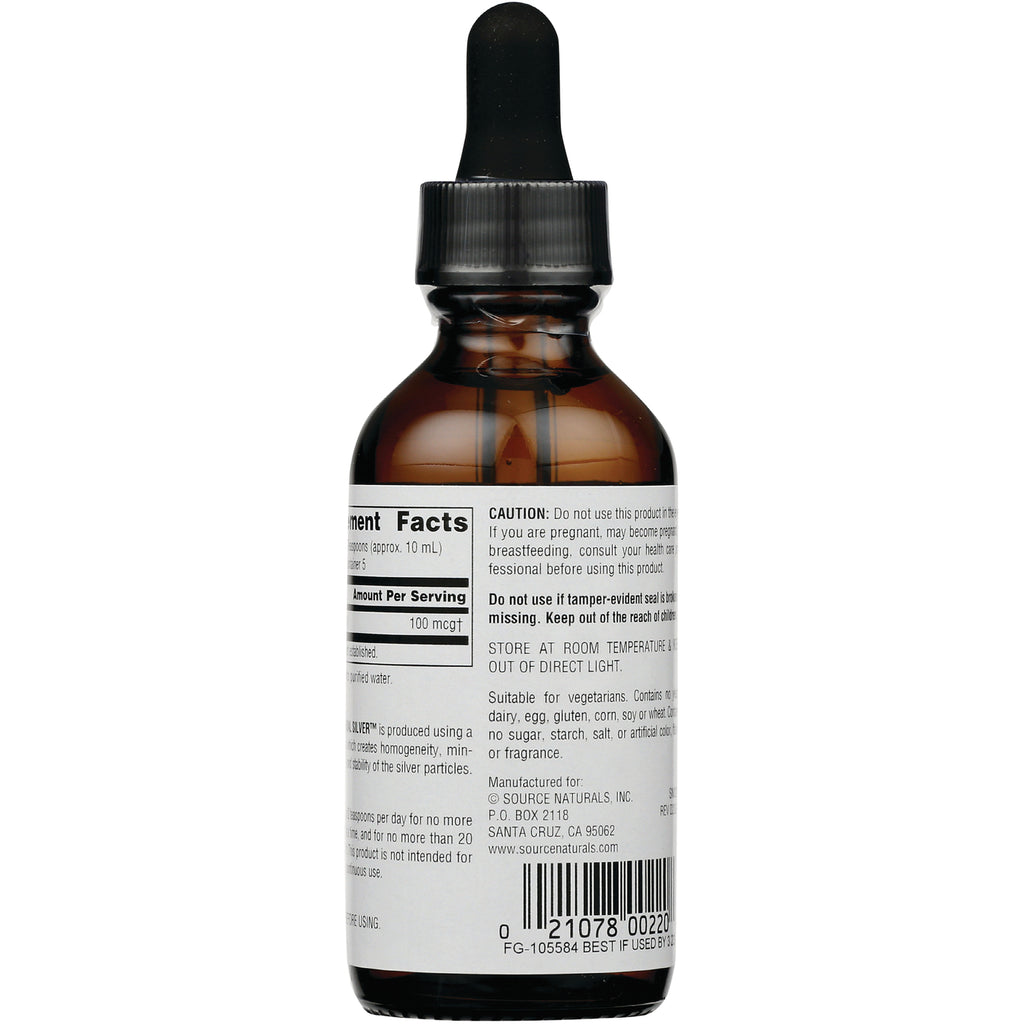 SN497 | Back label of amber dropper bottle with Supplement Facts, caution text, storage info, and barcode - Thumbnail