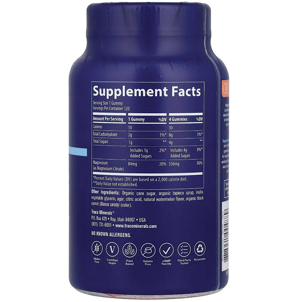 TM113 | Back label with Supplement Facts panel and ingredients for magnesium gummies - Thumbnail