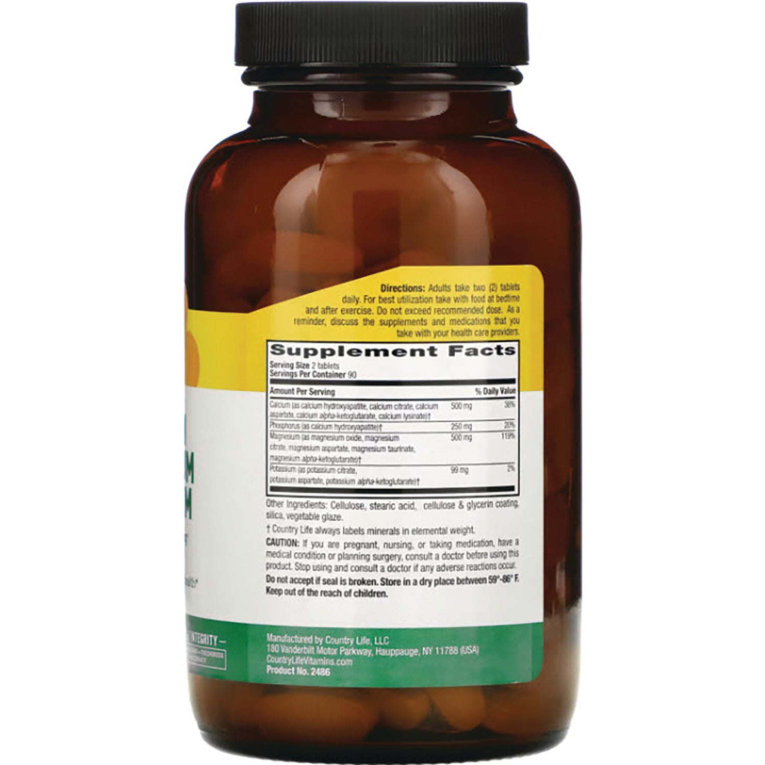 CRL520 | Brown supplement bottle back label showing Supplement Facts, directions, and ingredients