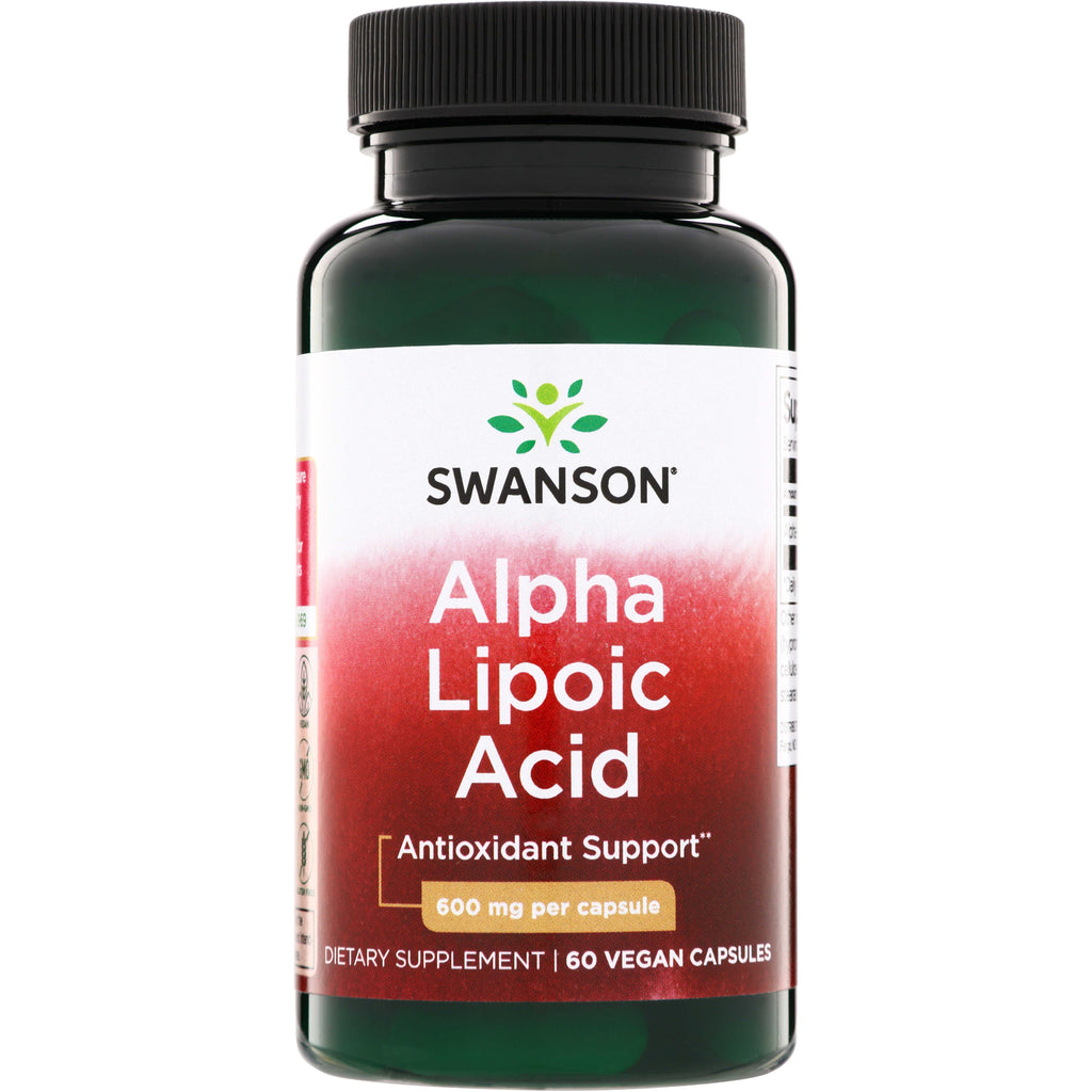SWU167 | Swanson Alpha Lipoic Acid bottle, Antioxidant Support, 600 mg per capsule, 60 vegan capsules - Thumbnail