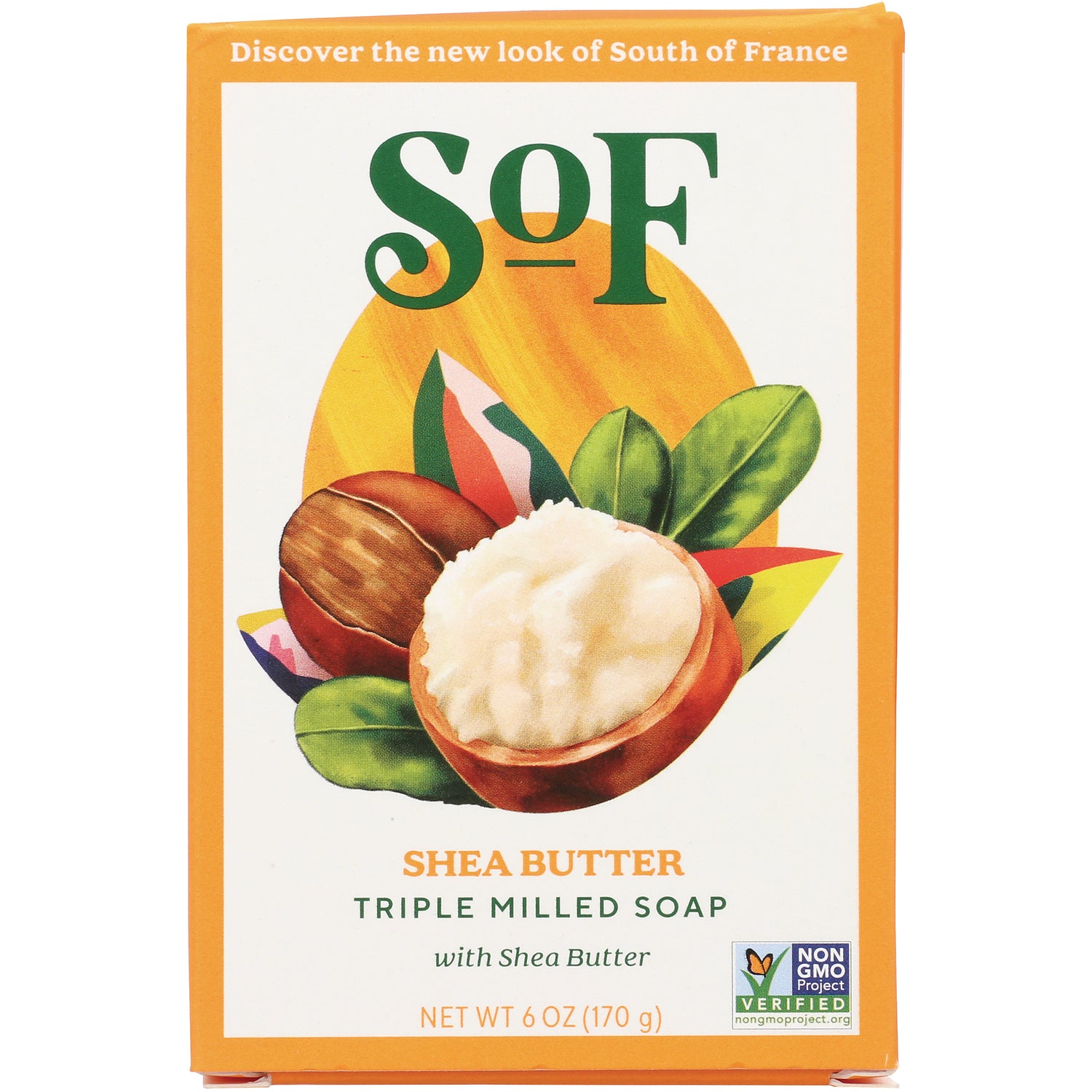 SOF011 | South of France SoF Shea Butter Triple Milled Soap bar, 6 oz box front