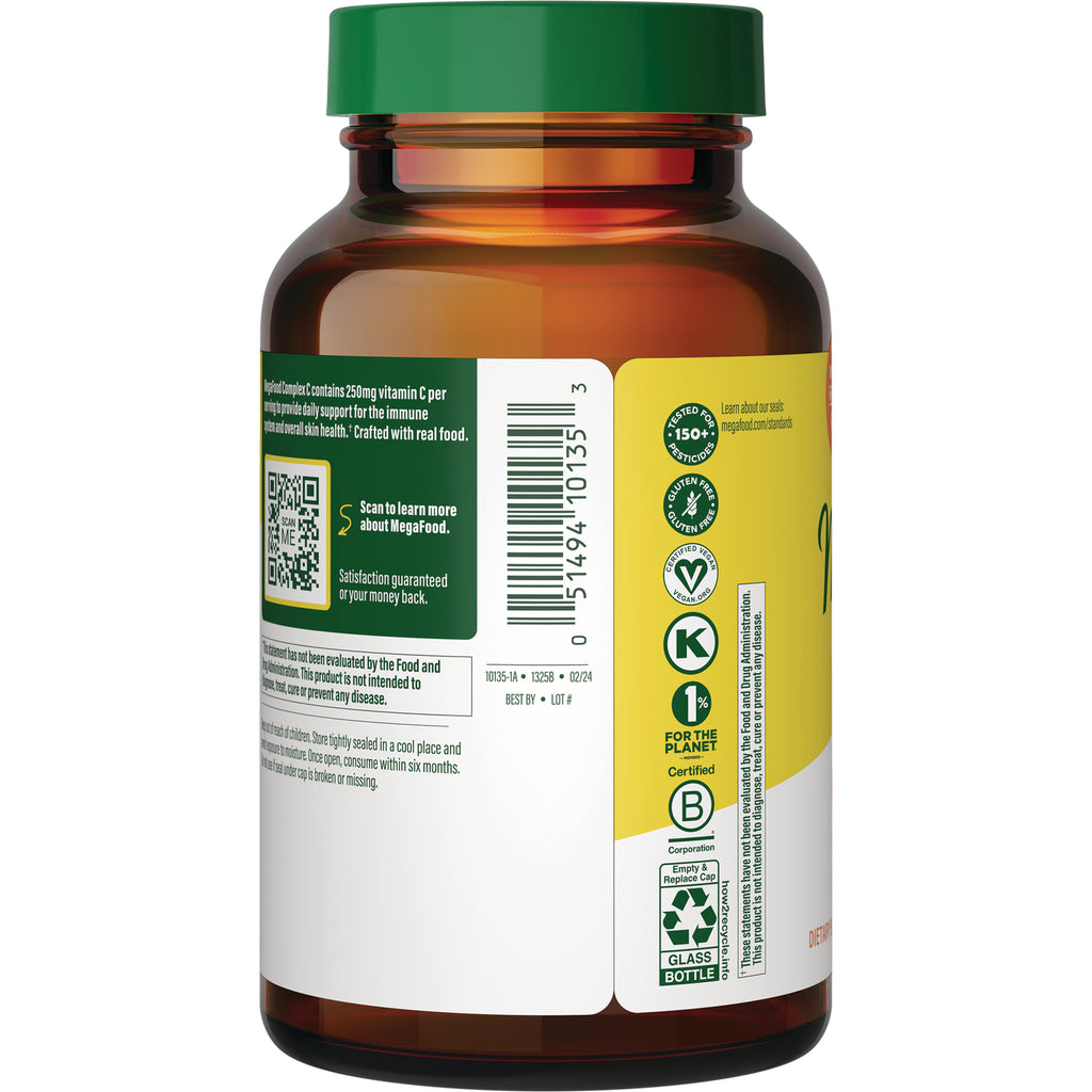 MGF009 | brown supplement bottle back showing barcode, QR code, ingredient and certification icons - Thumbnail