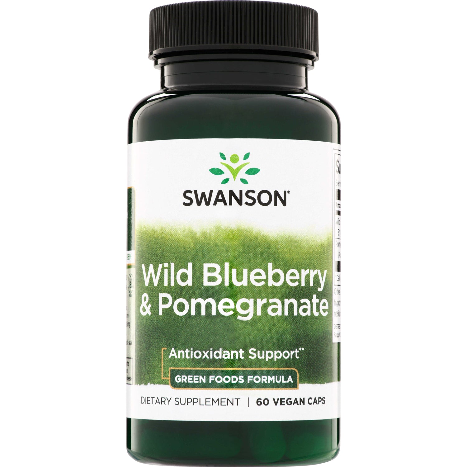SWR080 | Swanson Wild Blueberry & Pomegranate supplement, Antioxidant Support, Green Foods Formula, 60 vegan caps