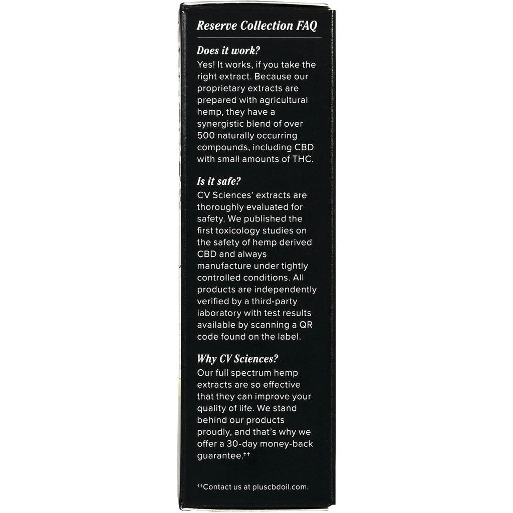 CV045 | Reserve Collection FAQ side panel listing questions about effectiveness, safety, and brand information - Thumbnail