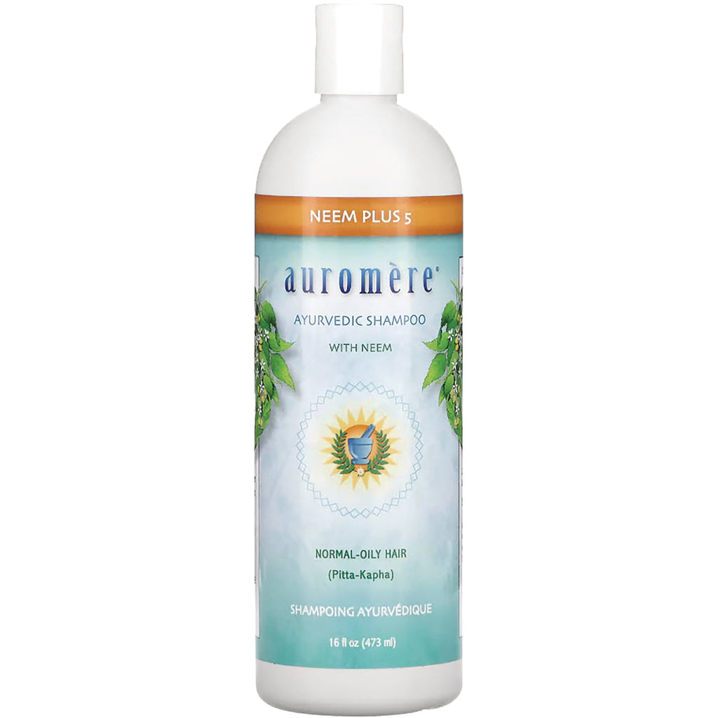 AUR019 | Auromre Neem Plus 5 Ayurvedic shampoo bottle with neem, 16 fl oz, for normal-oily hair - Thumbnail