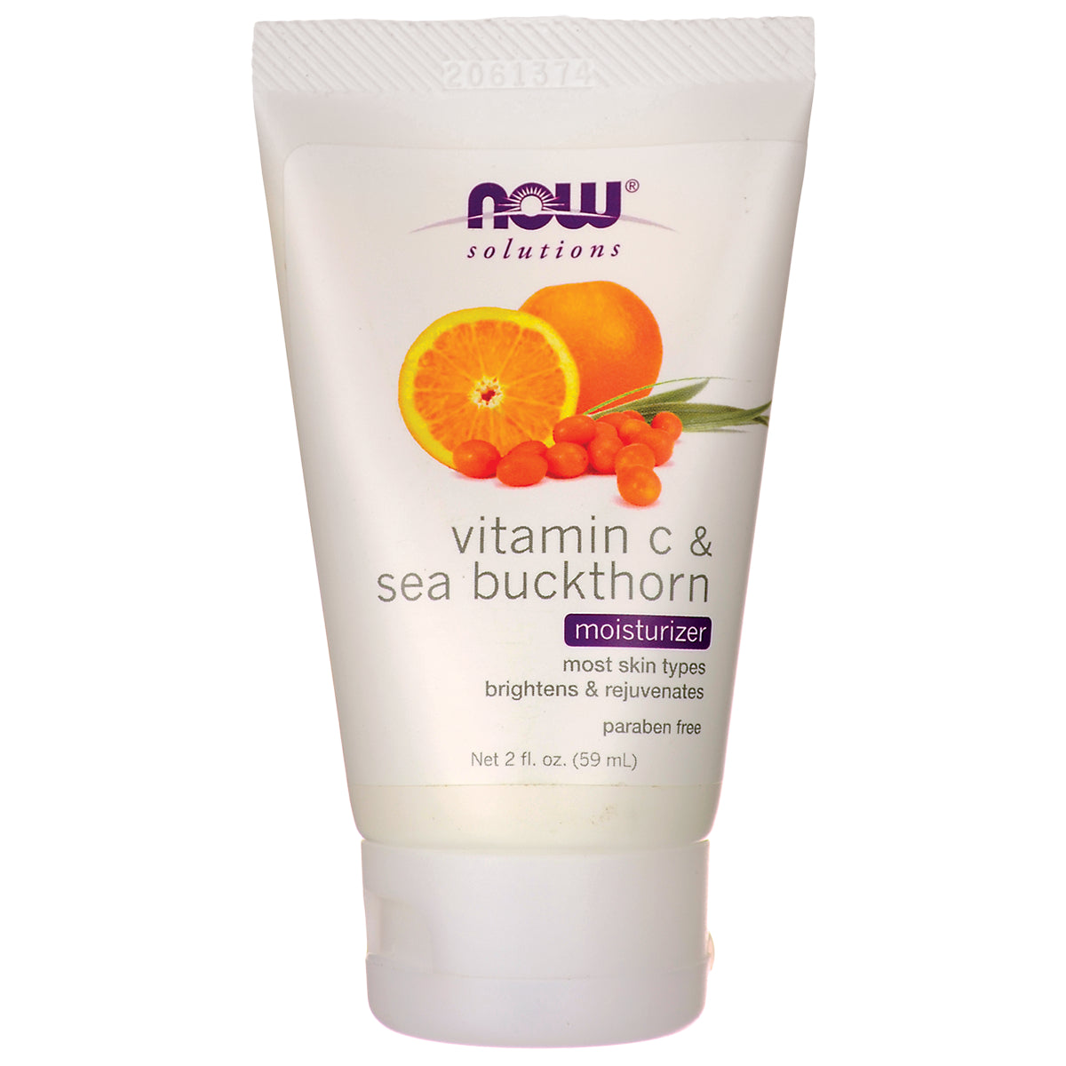 NWF974 | Now Solutions vitamin C & sea buckthorn moisturizer tube with orange and sea buckthorn berries