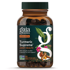 GH169 | Gaia Herbs Turmeric Supreme Joint Health bottle showing label and 120 liquid phyto-caps
