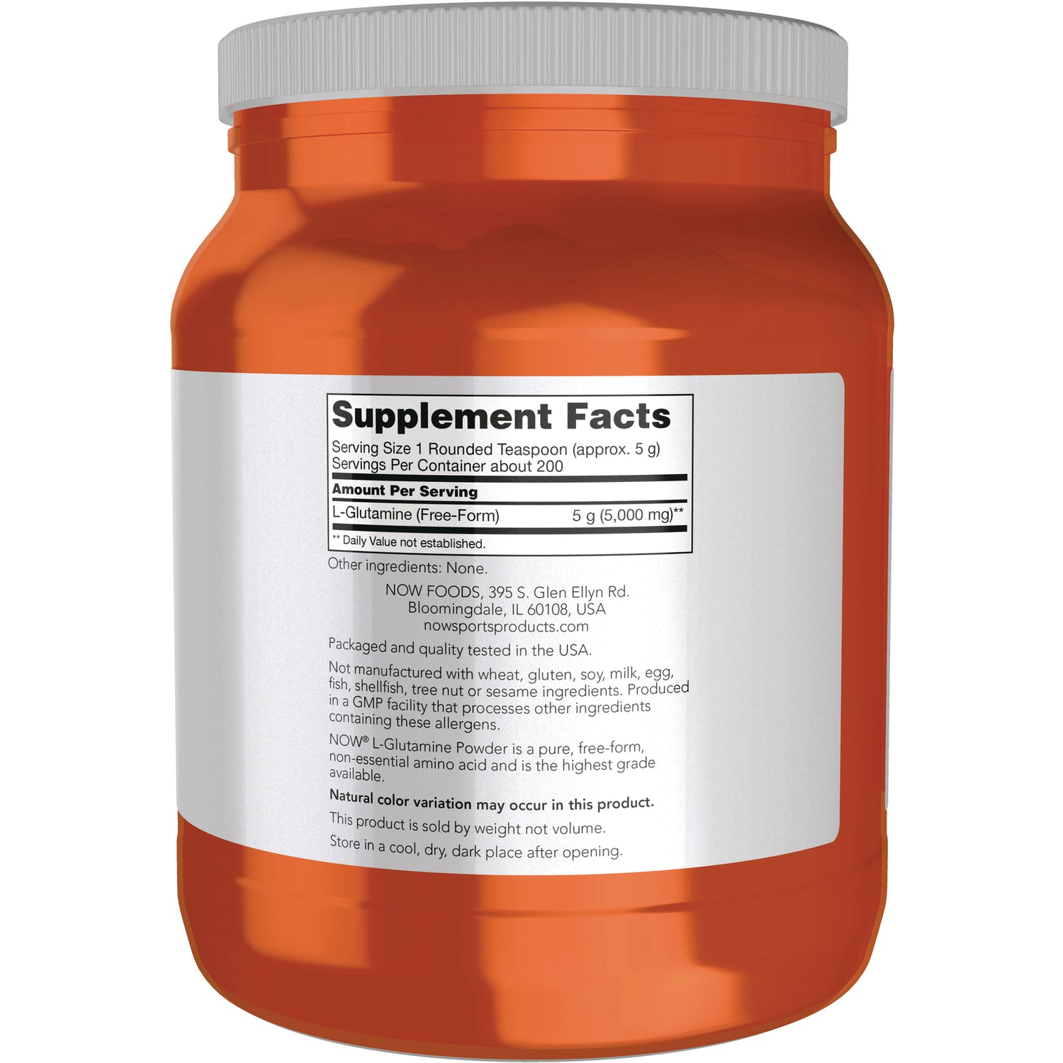 NWF895 | back label showing Supplement Facts and ingredient text on orange supplement jar
