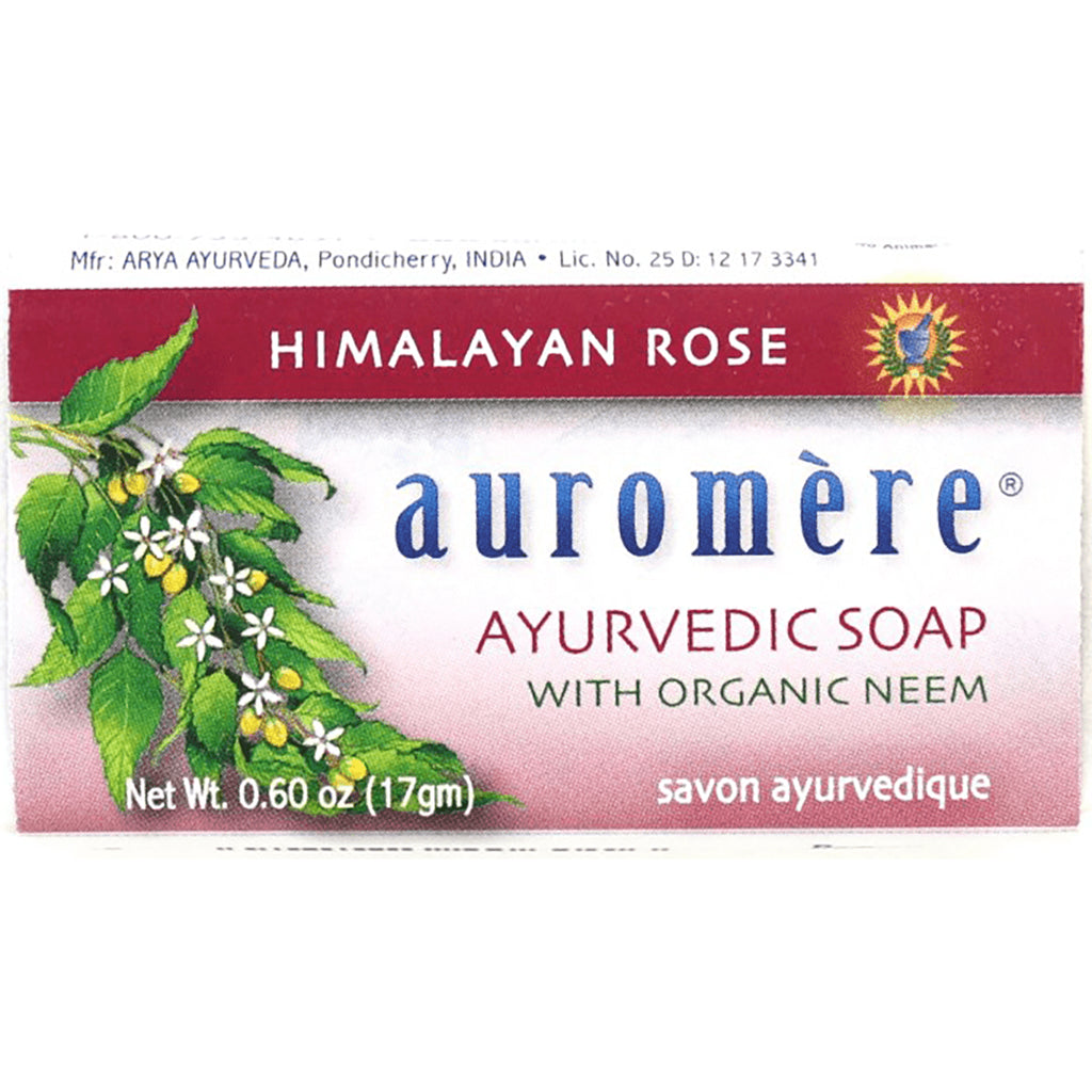 AUR030 | Auromre Ayurvedic Soap Himalayan Rose packaging with organic neem label and net wt 0.60 oz (17 g) - Thumbnail
