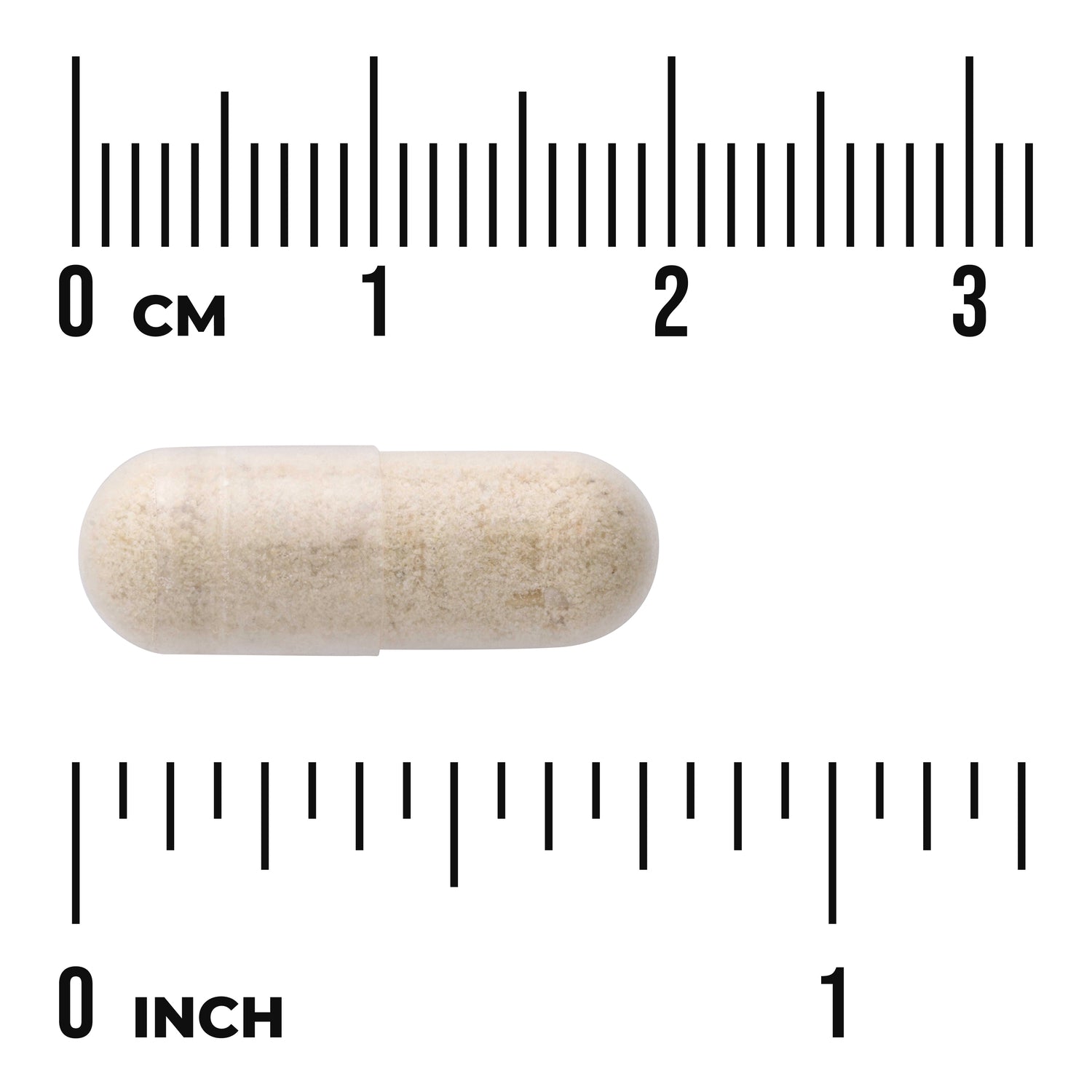SWD084 | Capsule shown with size scale in inches and centimeters
