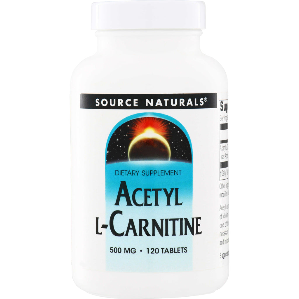 SN097 | Source Naturals Acetyl L-Carnitine dietary supplement, 500 mg, 120 tablets - Thumbnail
