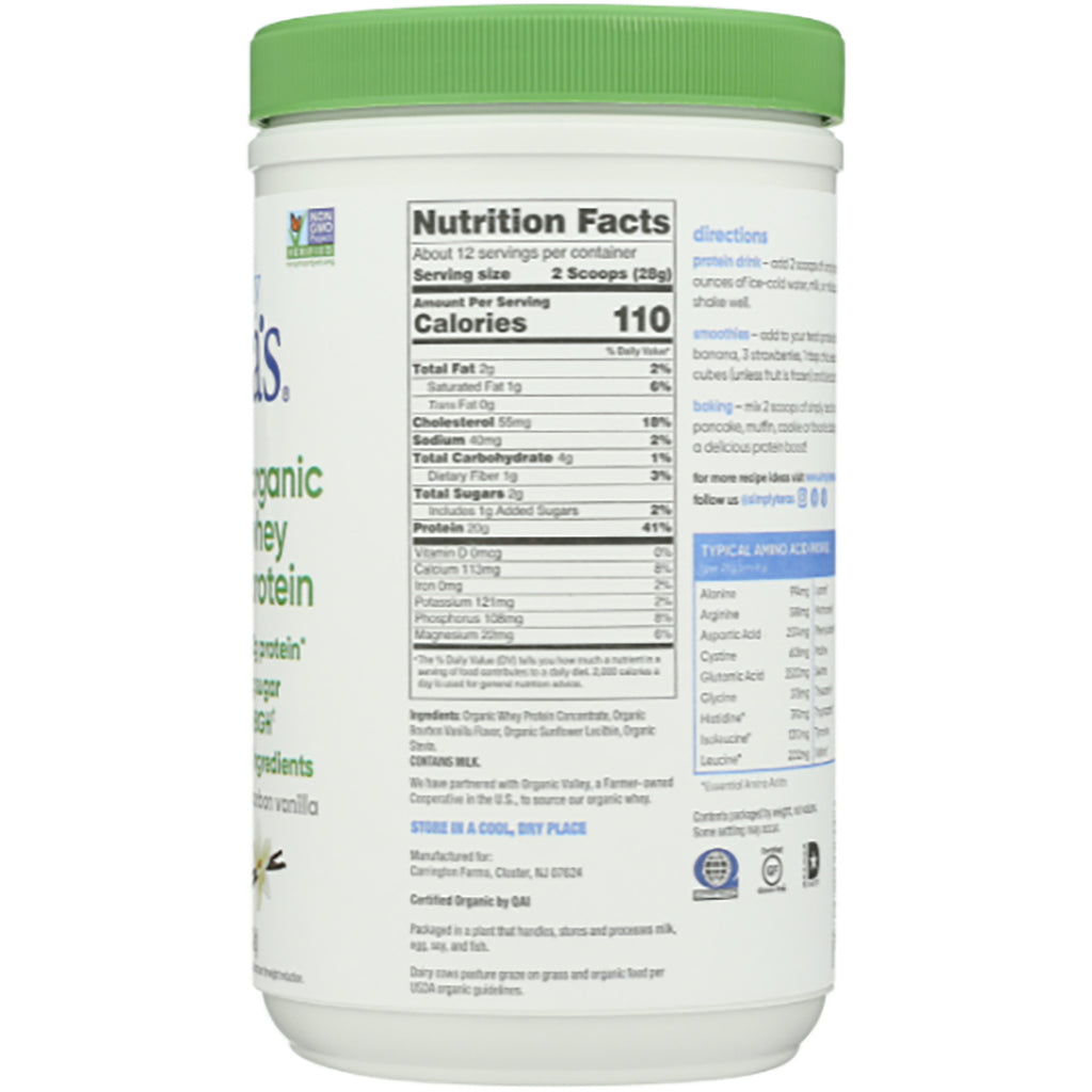 TER008 | Back of whey protein powder tub with Nutrition Facts panel showing 2 scoops serving size and 110 calories - Thumbnail