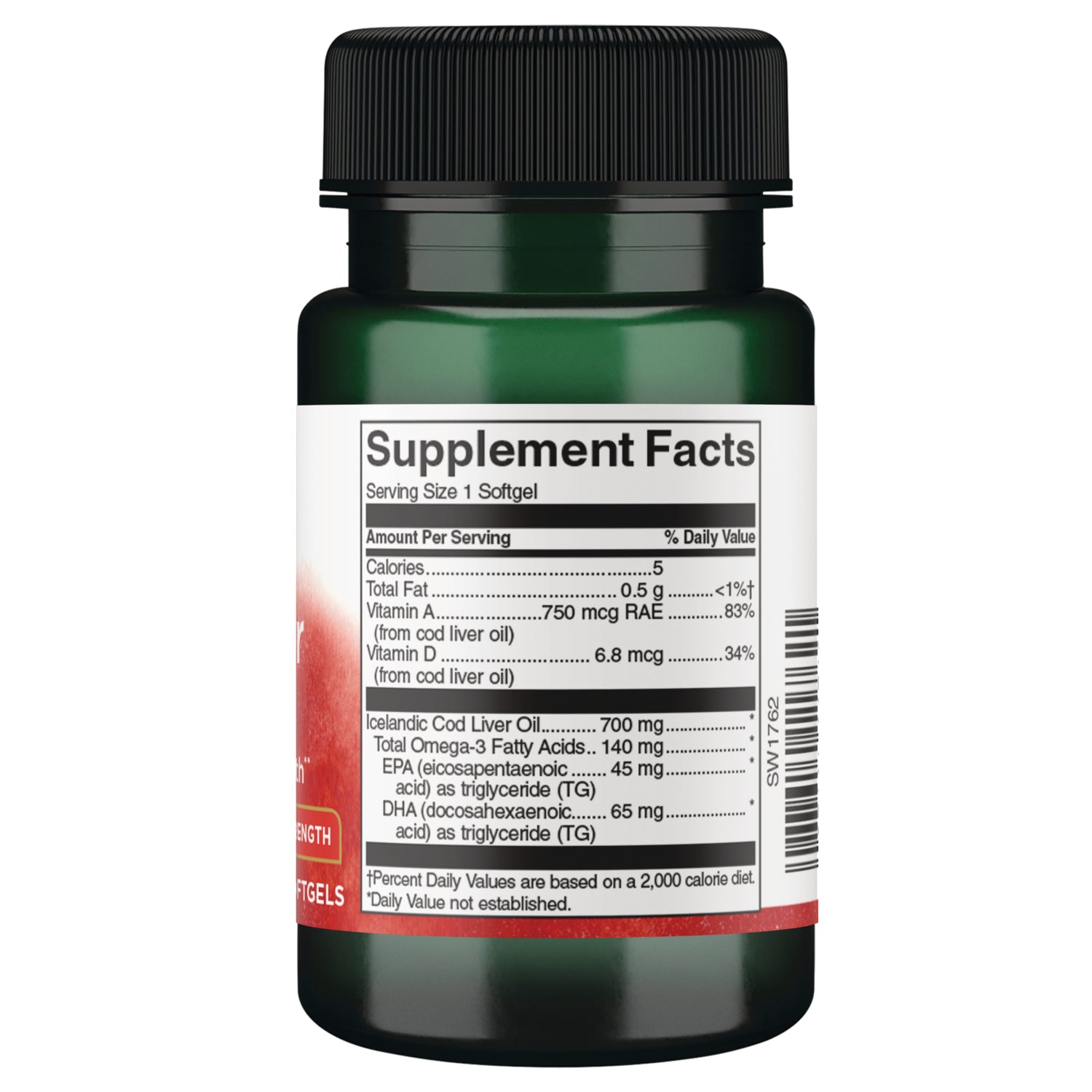 SW1762 | Back label with supplement facts and serving information