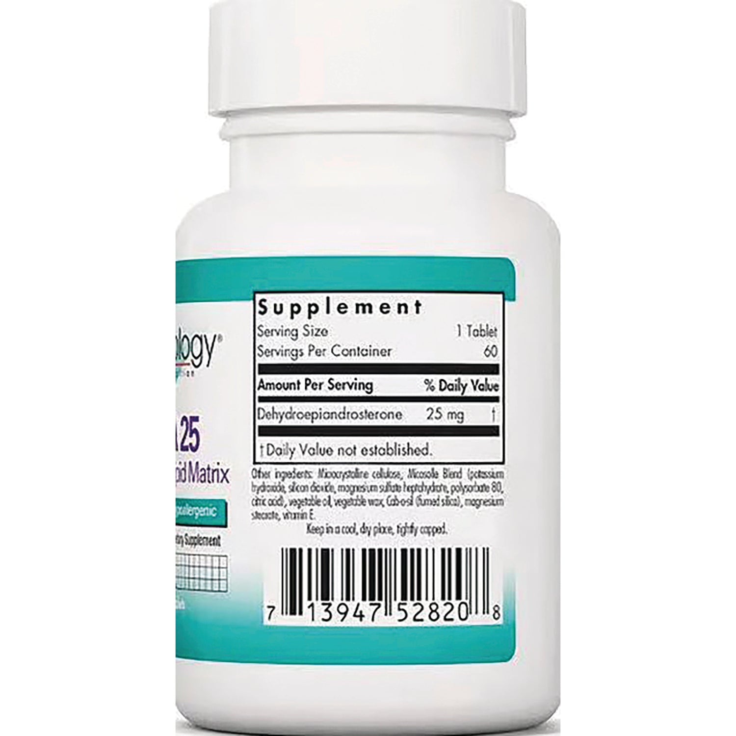 NCL106 | back label of white supplement bottle showing supplement facts panel, ingredients list and barcode