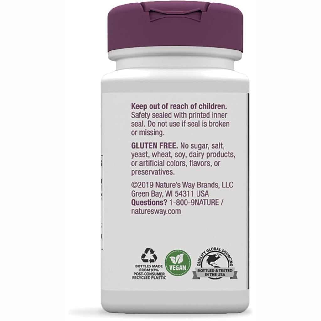 NW901 | Back of supplement bottle showing safety warning, gluten free label, company info, recycling and vegan icons - Thumbnail