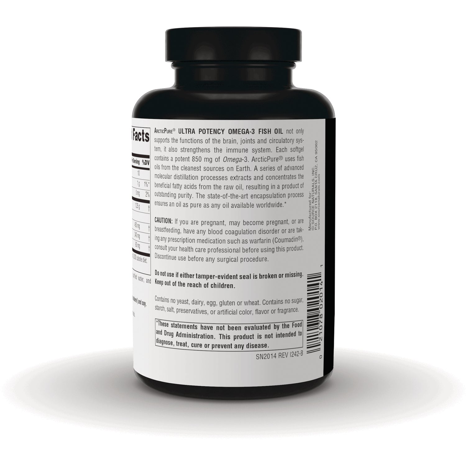 SN192 | Back label with Supplement Facts and caution for Ultra Potency Omega-3 Fish Oil
