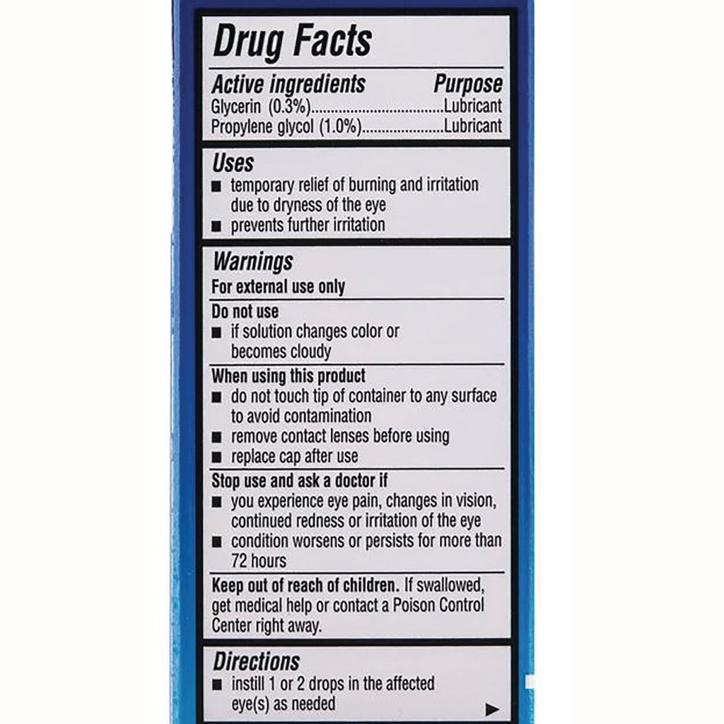 BNL002 | back panel showing Drug Facts listing glycerin (0.3%) and propylene glycol (1.0%), uses, warnings, directions - Thumbnail
