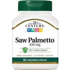 CNT141 | 21st Century Saw Palmetto 450 mg supplement bottle, 60 vegetarian capsules, men's health support