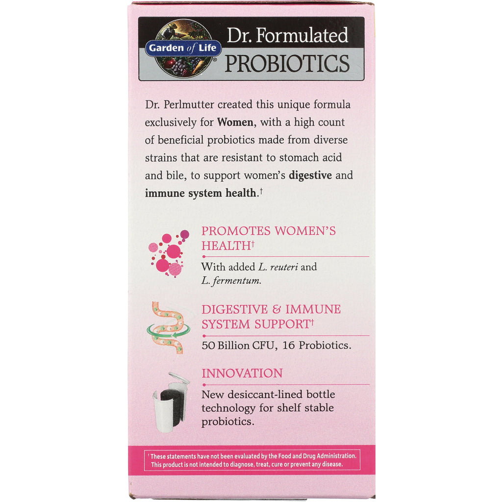 GLF208 | pink product infographic panel for Dr. Formulated Probiotics promoting women's health, digestive & immune system support and innovation - Thumbnail