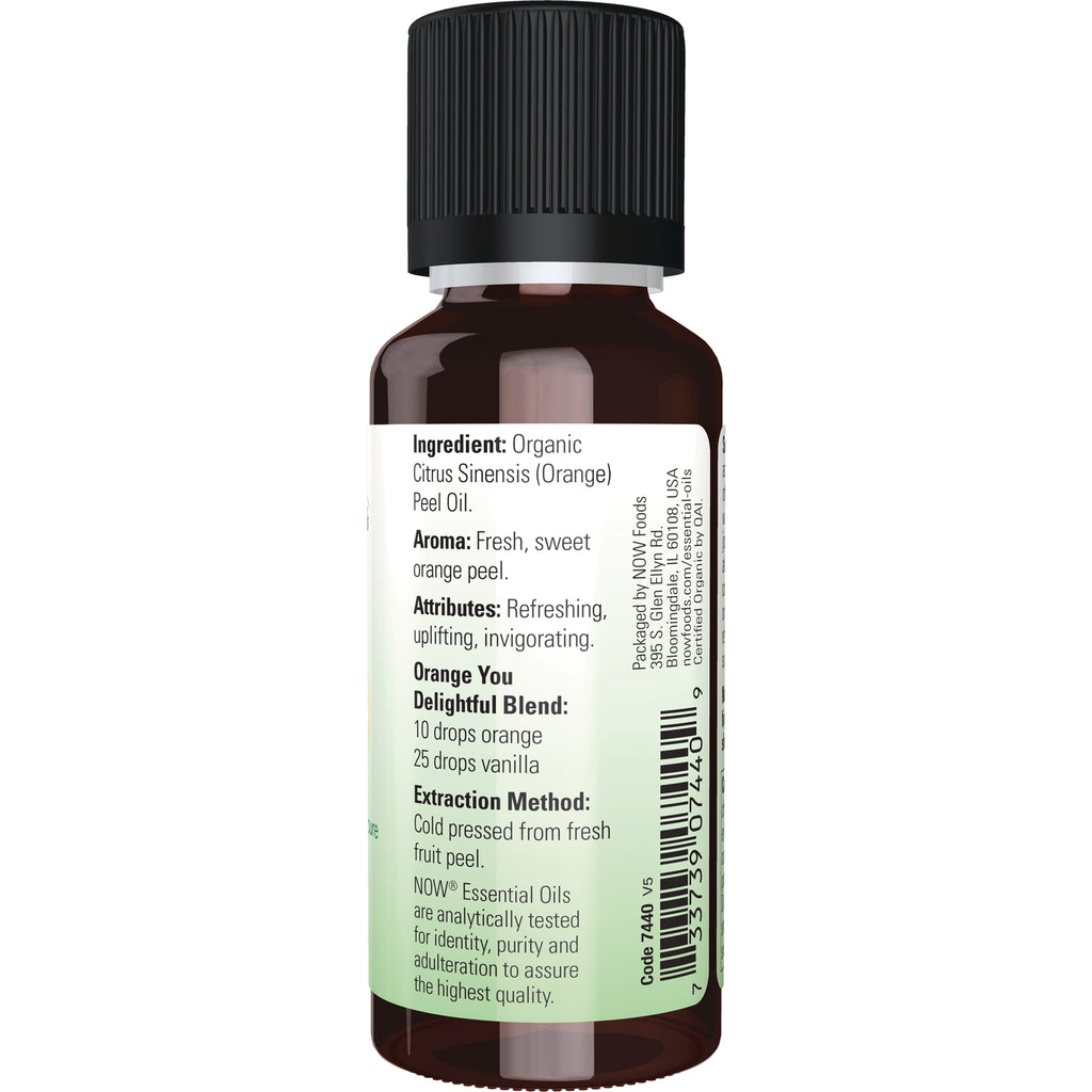 NWF624 | Back label of amber essential oil bottle reading ingredients, aroma, attributes, extraction method and barcode - Thumbnail