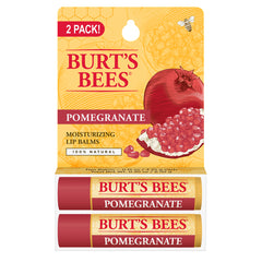 BTB236 | BURT'S BEES pomegranate moisturizing lip balm two-pack showing packaging and two tubes
