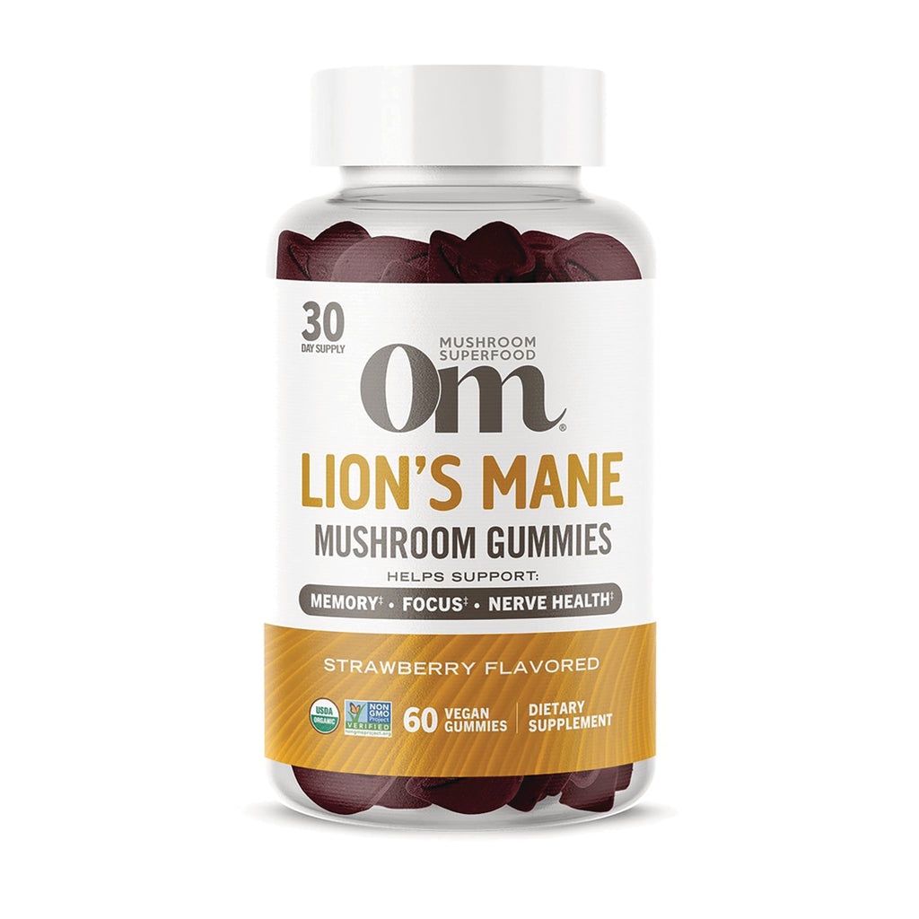 MMX053 | Bottle of Lion's Mane mushroom gummies, strawberry flavored, 60 vegan gummies dietary supplement - Thumbnail