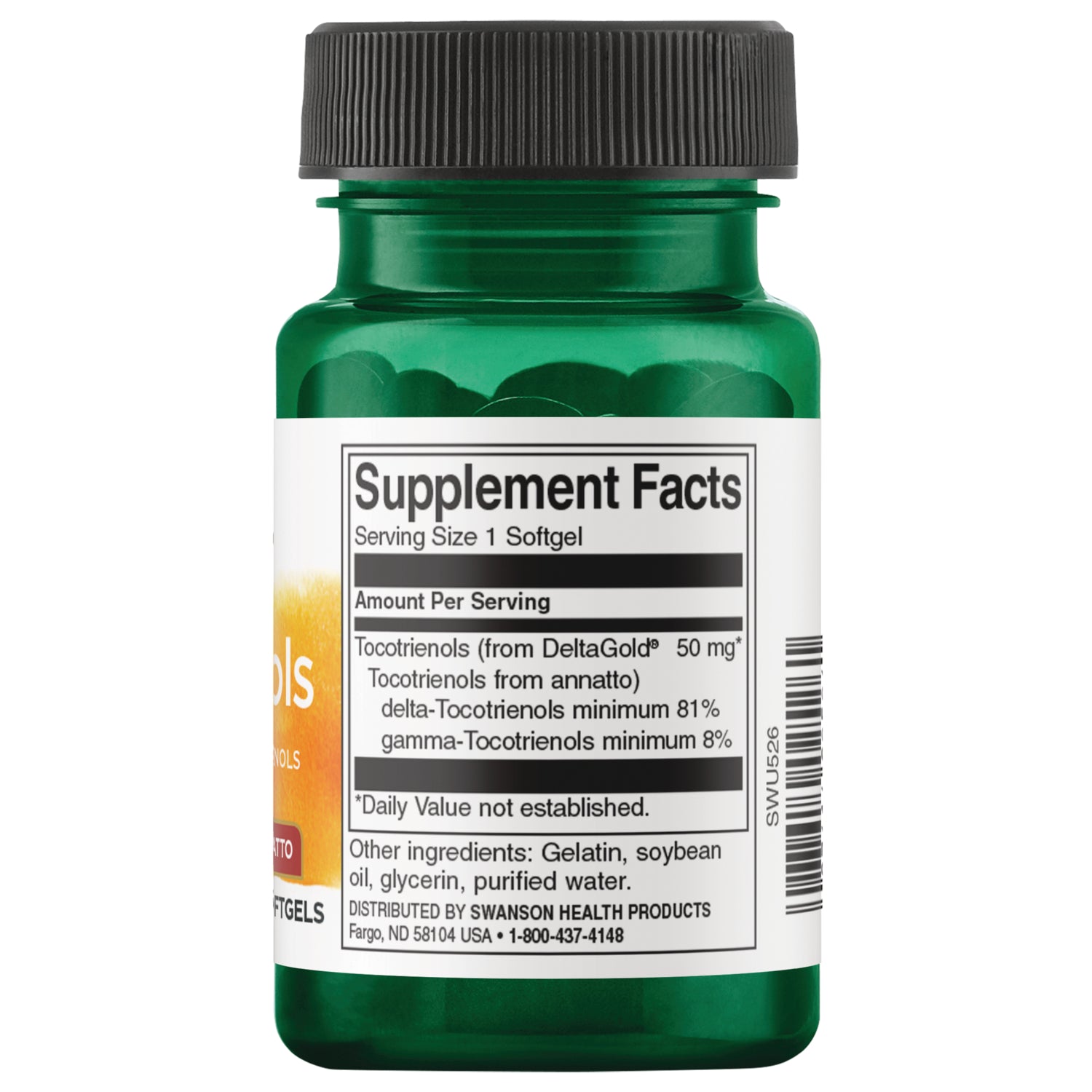 SWU526 | Back label with supplement facts and serving information