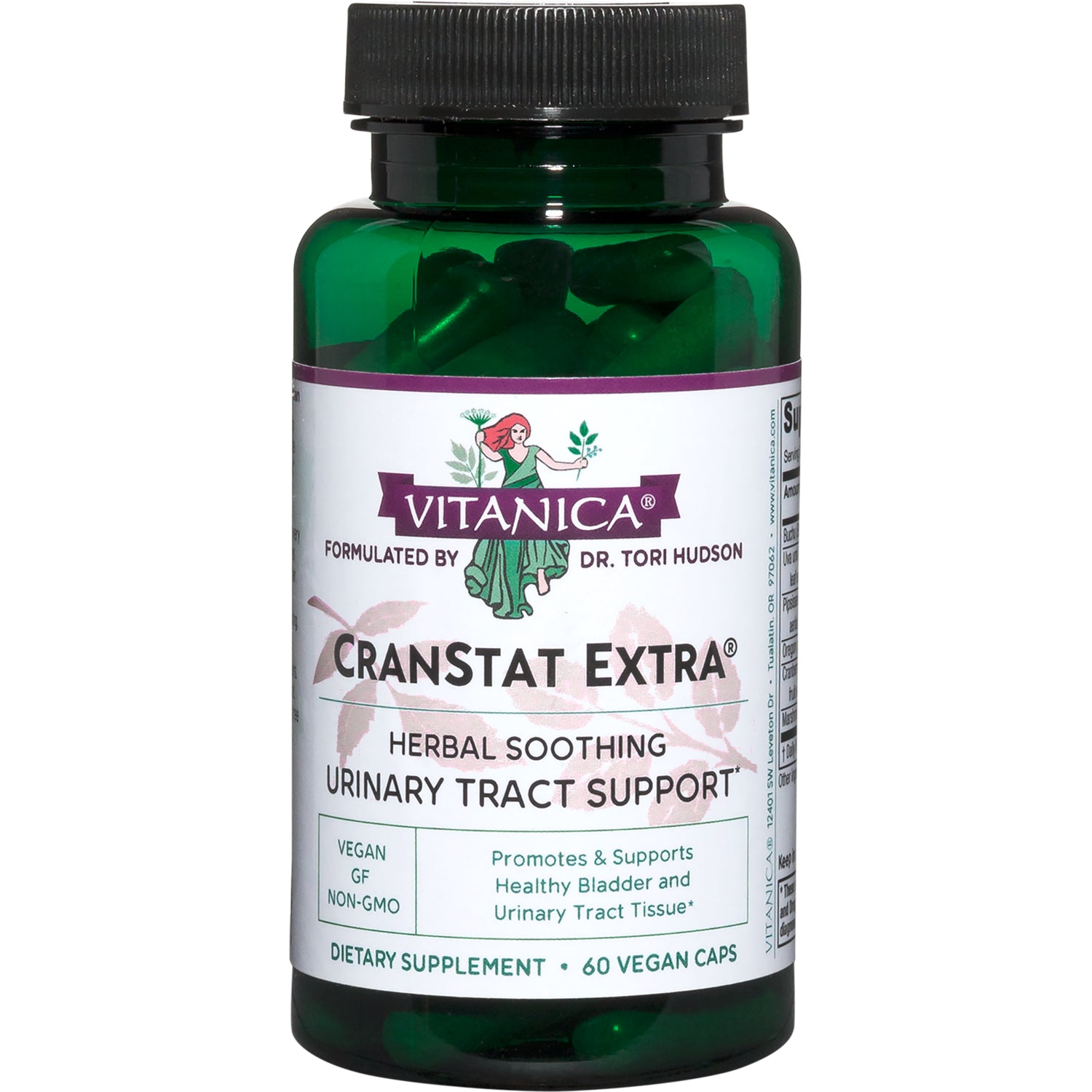 VNA010 | Vitanica Cranstat Extra supplement bottle, herbal soothing urinary tract support, 60 vegan caps