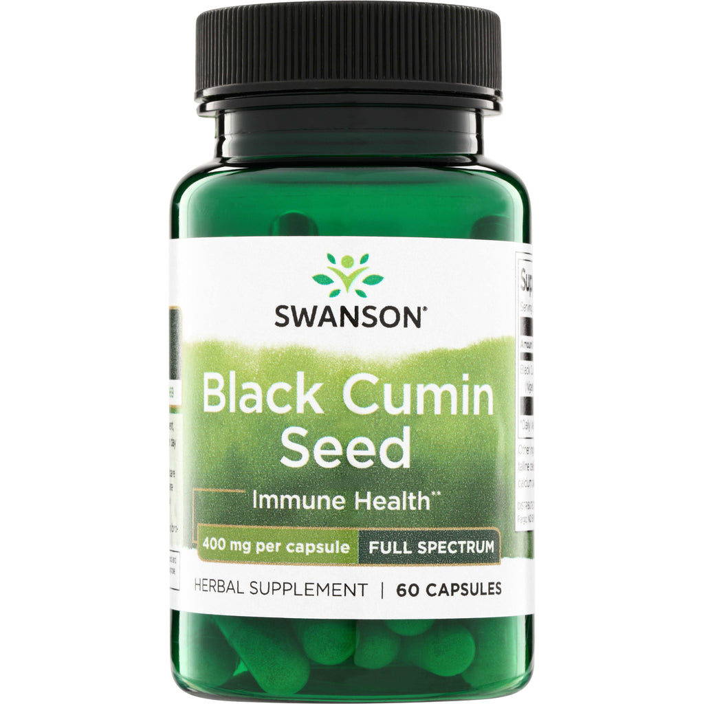 SW1361 | Swanson Black Cumin Seed, Immune Health, 400 mg per capsule, Full Spectrum, 60 capsules - Thumbnail