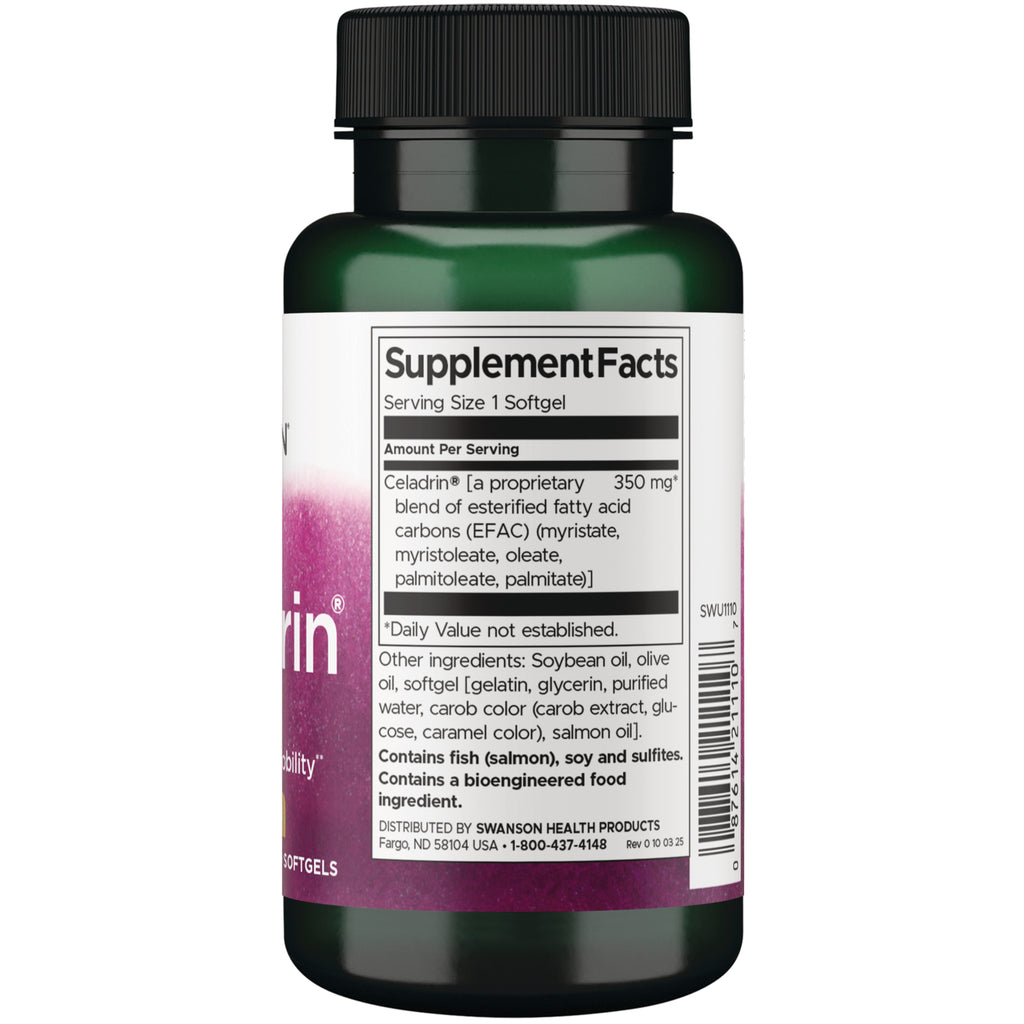 SWU1110 | back of green supplement bottle showing Supplement Facts panel, ingredients, warnings, and barcode - Thumbnail