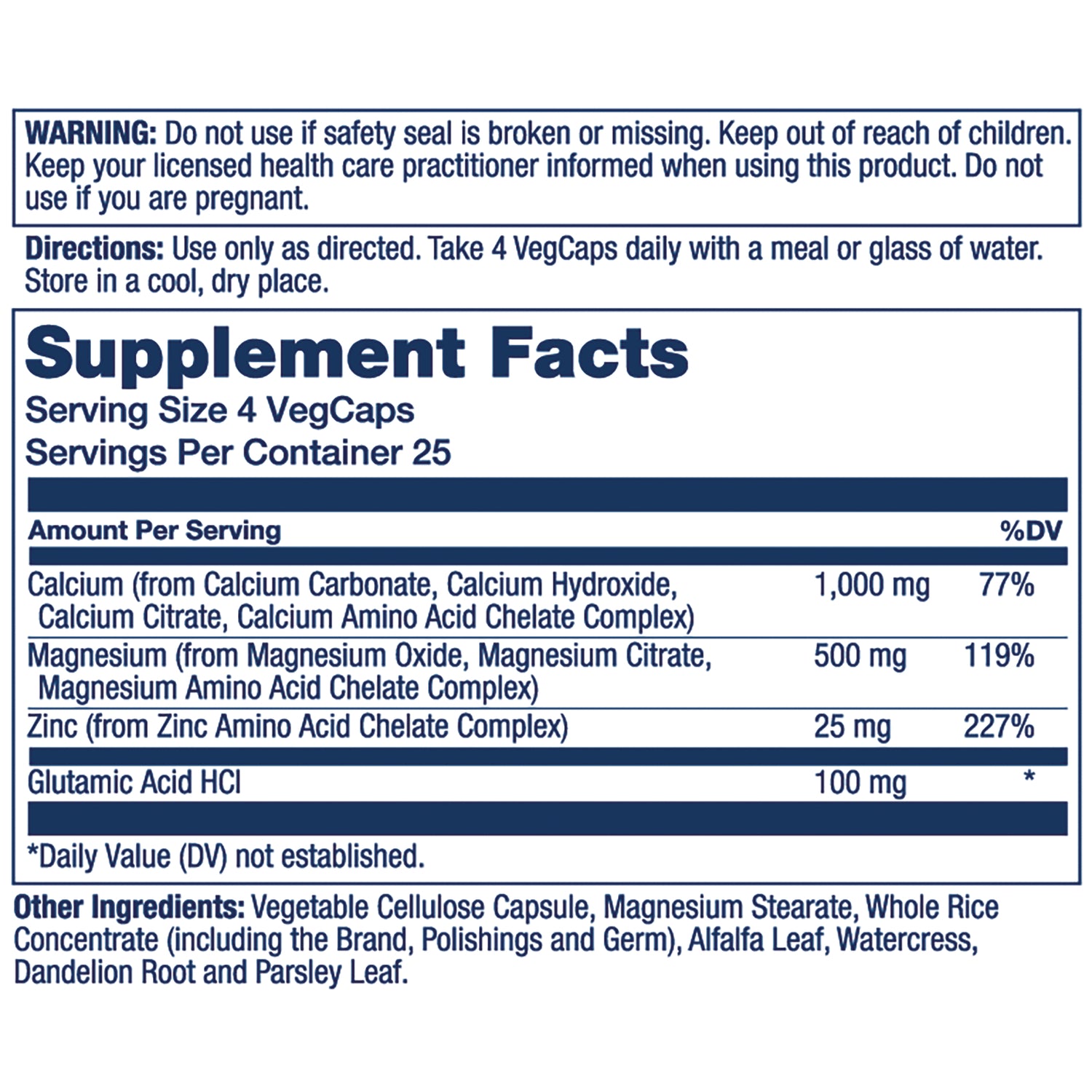 SLR335 | Supplement Facts panel with directions, warnings, and other ingredients
