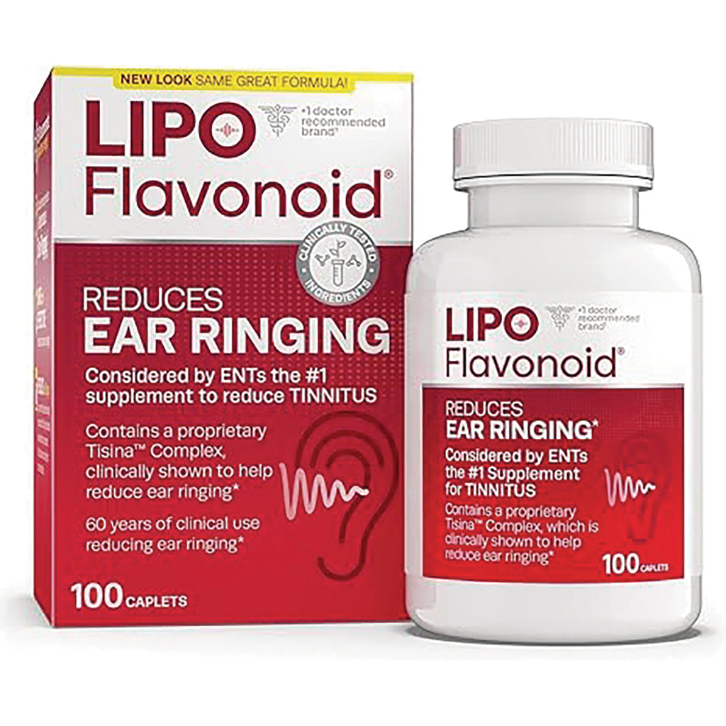 DSE008 | LIPO Flavonoid supplement box and bottle labeled reduces ear ringing 100 caplets - Thumbnail