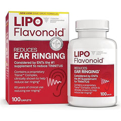 DSE008 | LIPO Flavonoid supplement box and bottle labeled reduces ear ringing 100 caplets