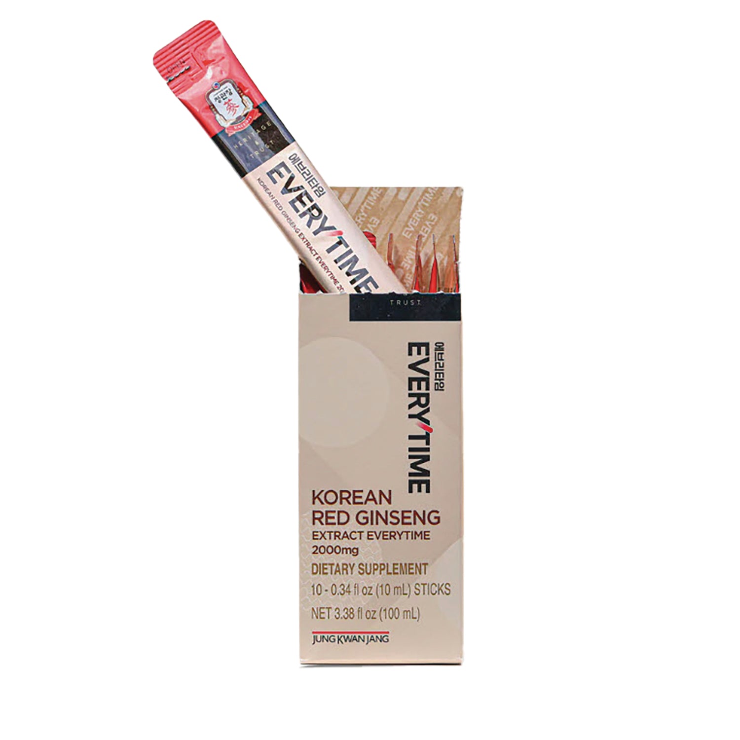 CKJ004 | Box of EVERYTIME Korean red ginseng dietary supplement with one stick protruding