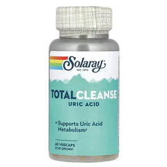 SLR290 | Solaray Total Cleanse Uric Acid supplement bottle front label, teal background, 60 vegcaps