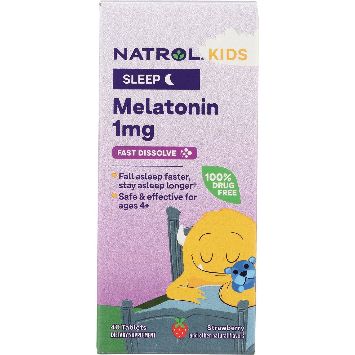 NA616 | Natrol Kids Melatonin 1 mg fast dissolve strawberry tablets front of box