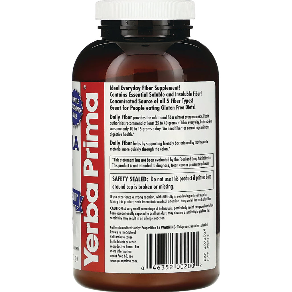 YP006 | Back label of Yerba Prima bottle with usage and safety text, barcode, and red side panel - Thumbnail