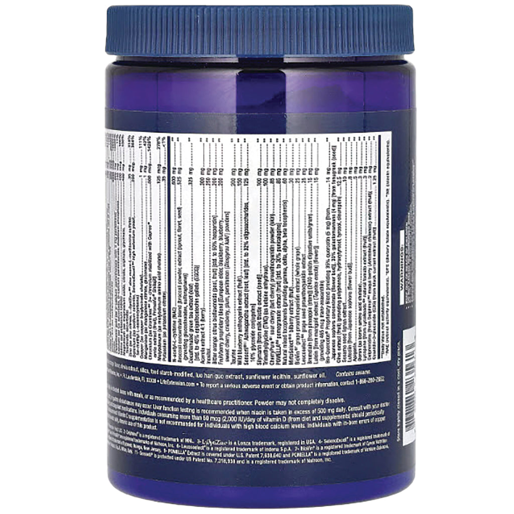 LE466 | back label showing supplement facts panel and ingredient text on a blue jar - Thumbnail