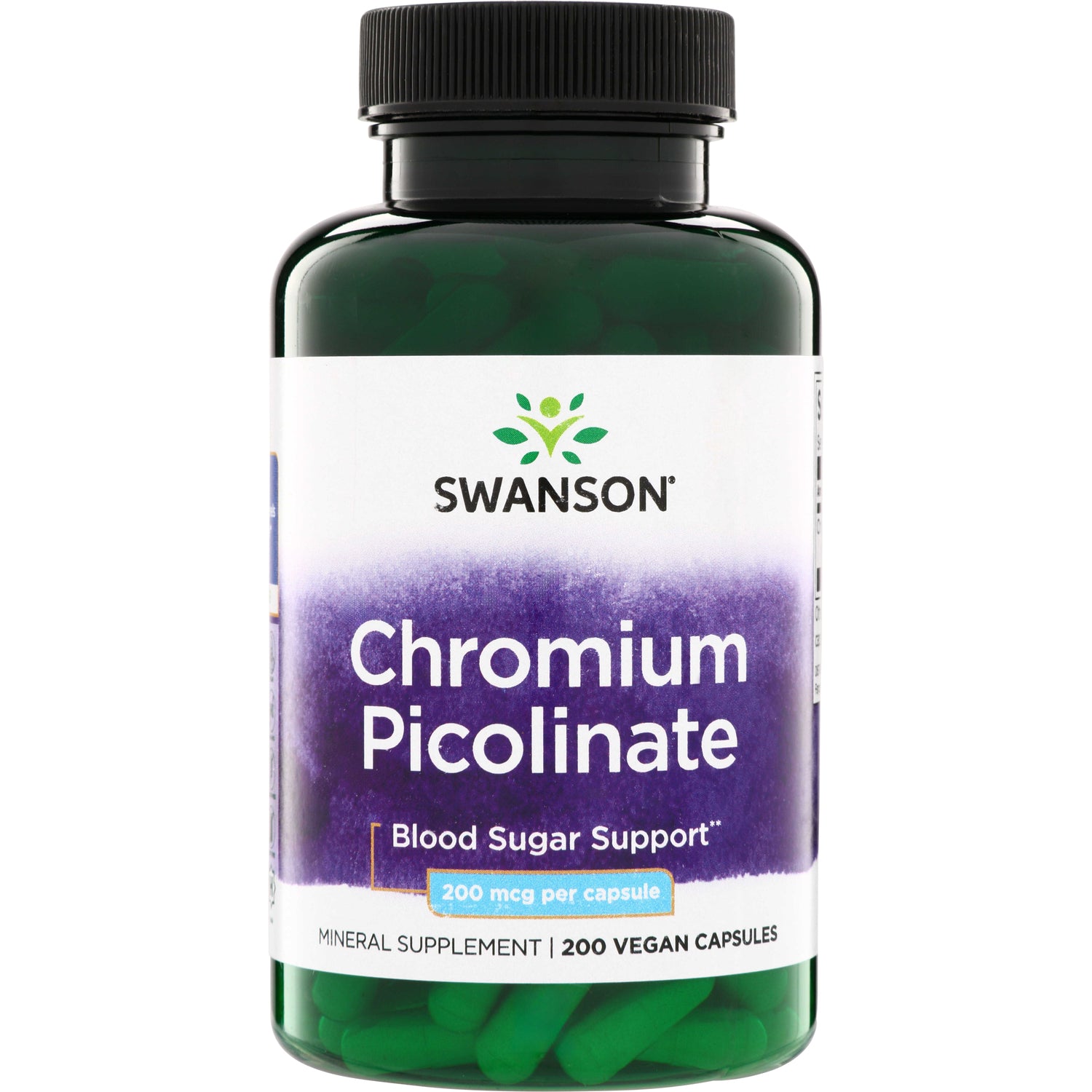 SW923 | Swanson Chromium Picolinate, Blood Sugar Support, 200 mcg per capsule, 200 vegan capsules bottle