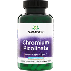 SW923 | Swanson Chromium Picolinate, Blood Sugar Support, 200 mcg per capsule, 200 vegan capsules bottle