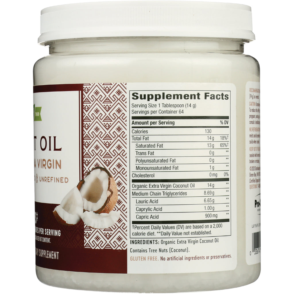 NW726 | jar back showing Supplement Facts panel and ingredients for organic extra virgin coconut oil - Thumbnail
