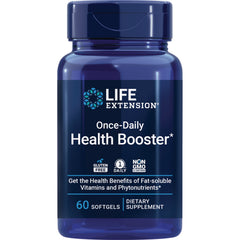 LE482 | Life Extension Once-Daily Health Booster bottle, 60 softgels, dietary supplement, blue label, gluten free non-GMO