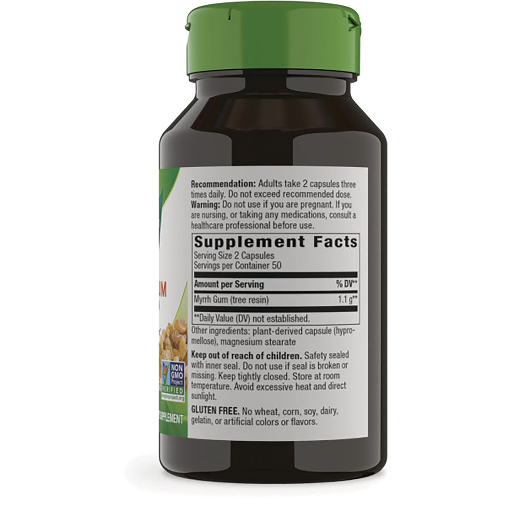 NW156 | back label showing Supplement Facts panel, warnings and usage directions on dark bottle with green cap - Thumbnail