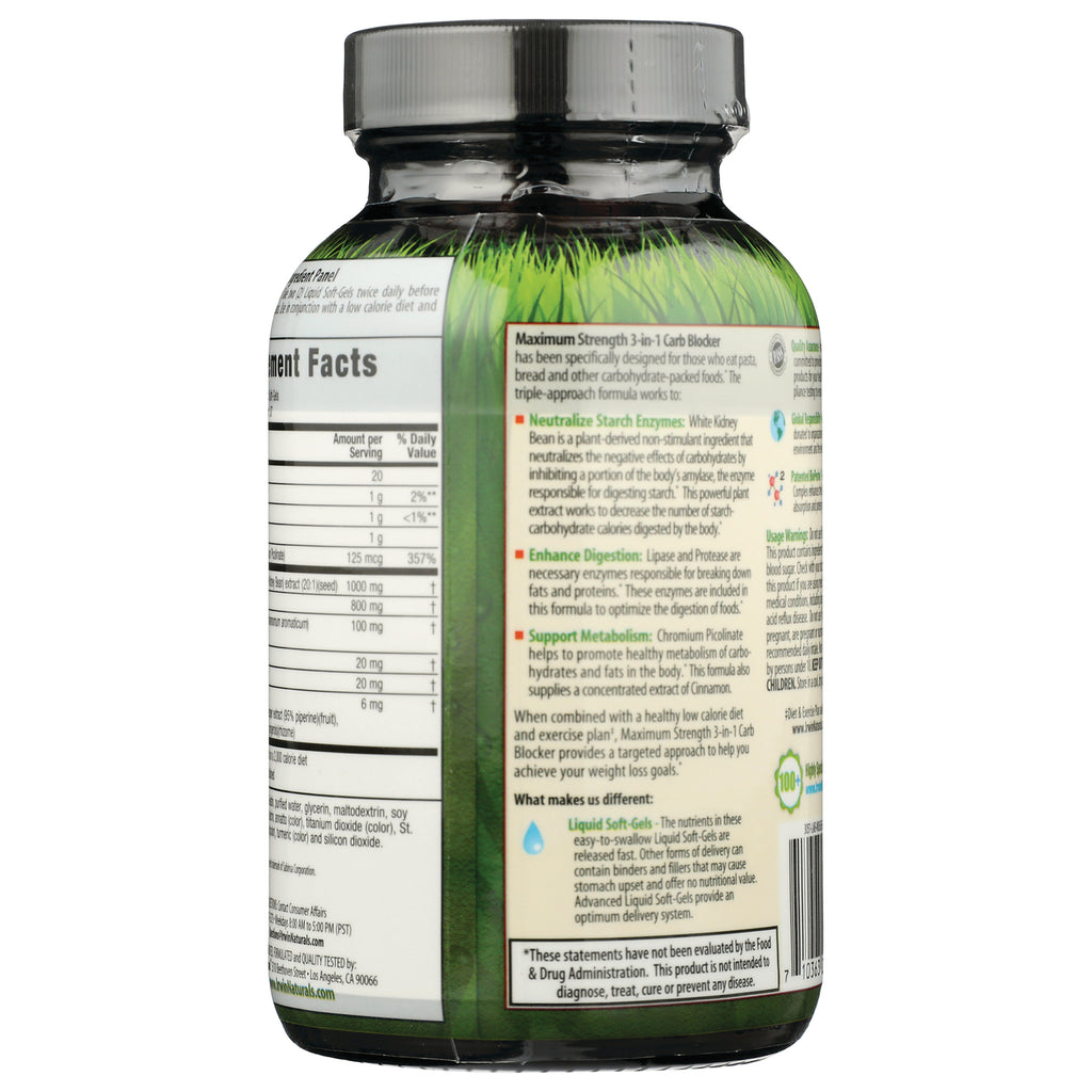 IR075 | back label of green supplement bottle showing Nutrition Facts, ingredient and usage information - Thumbnail